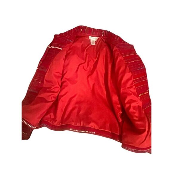 Coldwater Creek Art To Wear Red Lined Patchwork Tapestry Jacket - Picture 5 of 5